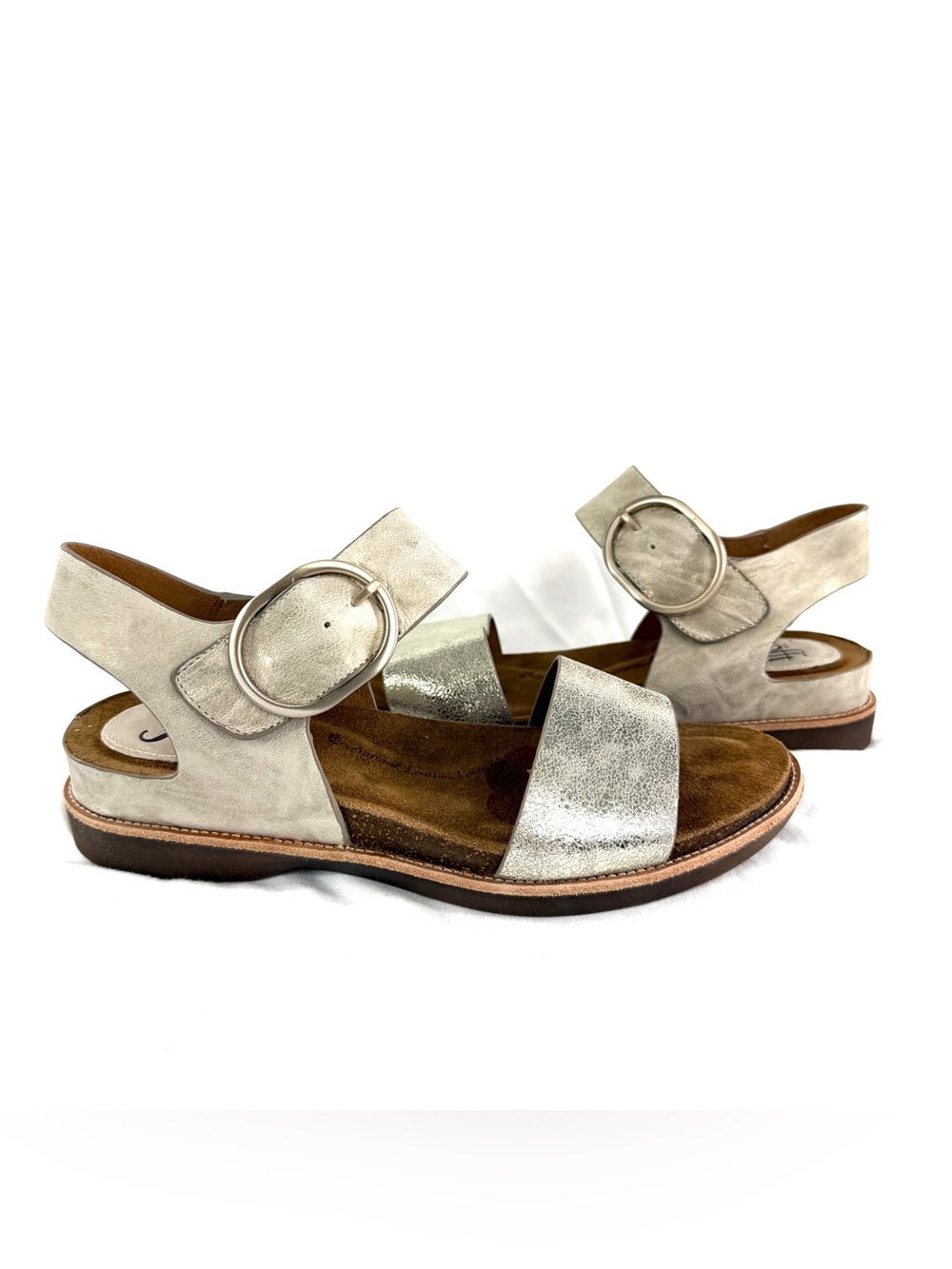 Sofft Bali Women Size 9 Gold Metallic Leather Sandal Ankle Strap Hook Loop Wedge - Picture 6 of 9
